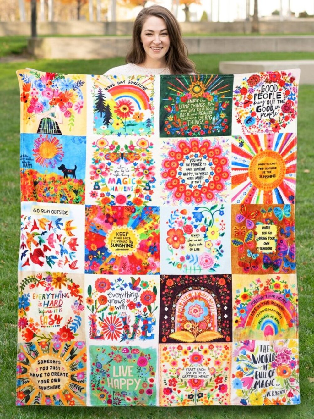 Boho Floral Throw Blanket Natural Life Patchwork Blankets, Natural Life Gifts